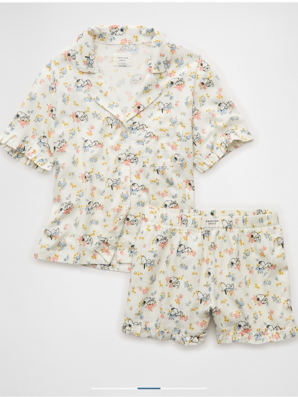American Eagle Outfitters Snoopy Floral Print Pajama Set